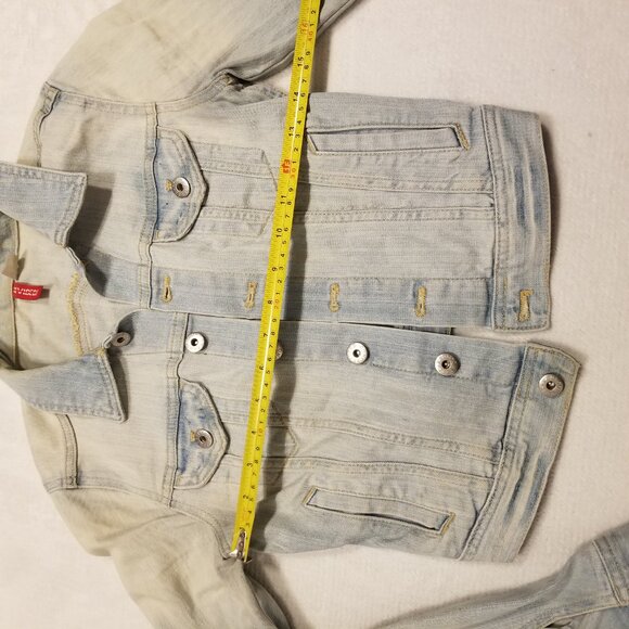 Light Wash Denim Jacket US 4 Cropped Fitted Divided H&M X-Small Women's Top - Picture 6 of 6
